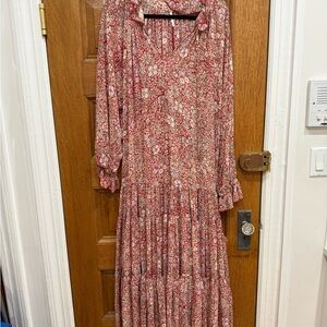 Free People Feeling Groovy Floral Red Maxi Dress